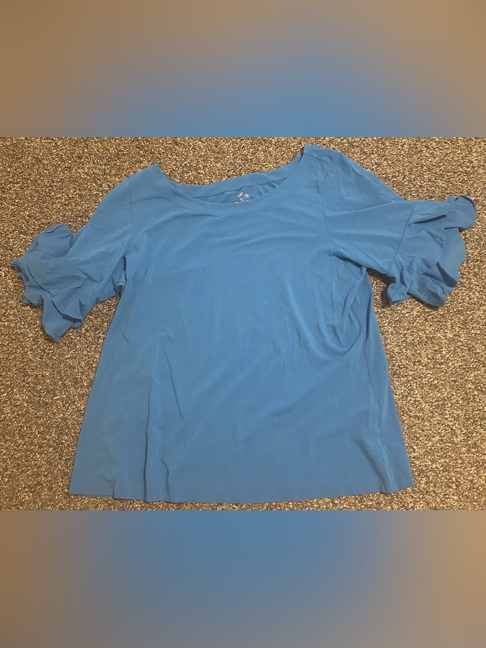 Lily Pulitzer XL Women’s Blue Ruffle Short Sleeve Women's Top tiered soft cozy